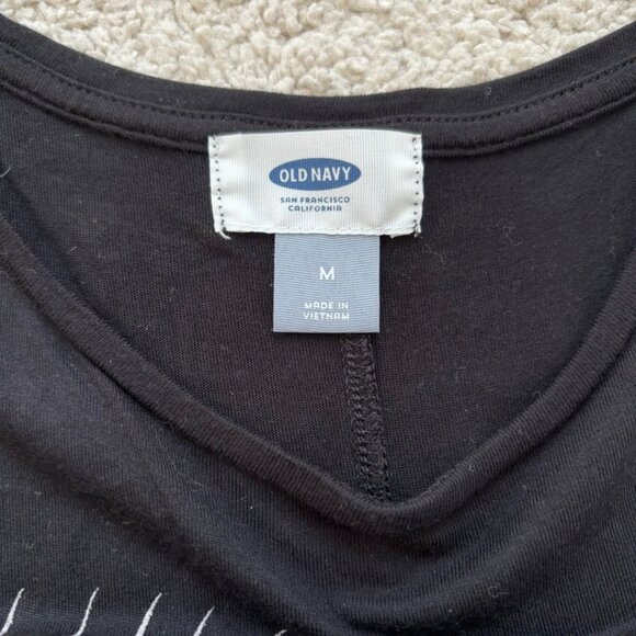 Old Navy high neck swing tank top in black with creamy gold palm leaf print - Picture 5 of 7